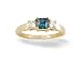 14K Yellow Gold Square Created Alexandrite and Diamond 3-Stone Ring