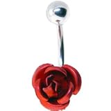 SINGLE Red ROSE Belly Button Ring