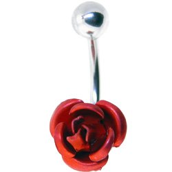 SINGLE Red ROSE Belly Button Ring