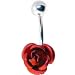 SINGLE Red ROSE Belly Button Ring
