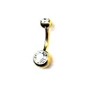 Body AccentzTM Belly Button Ring Navel Gold Plated Solitaire Body Jewelry 14 Gauge
