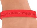 Aids "Hope Faith Love Life" Red Awareness Wristband