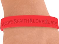 Click here to buy Aids Hope Faith Love Life Red Awareness Wristband.