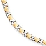 14k Two-Tone 17 Inch Hollow Satin X Heart Stampato Necklace