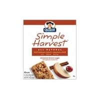 Quaker Simple Harvest All Natural Multigrain Chewy Granola Bar, Cinnamon Brown Sugar with Apples and Cranberries flavor (3-Box Value-Pack)
