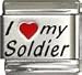 Clearly Charming I Heart My Soldier Red Heart Laser Italian Charm