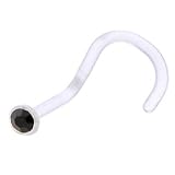 18 Gauge BLACK GEM Flexible Clear Nose Ring