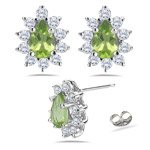 0.40 Diamond & 0.90 Cts Cluster Peridot Earrings