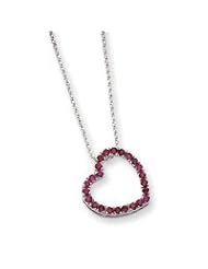 Sterling Silver Red CZ Heart Slide on 18" Chain Necklace QG977-18"