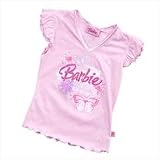Barbie V neck Twin Frill Tee Lt Pink 5-6 Yrs