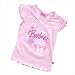 Barbie V neck Twin Frill Tee Lt Pink 5-6 Yrs