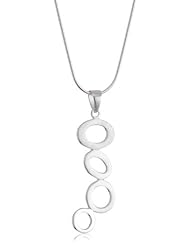 VINANI brand Germany 925 Sterling Silver Women Pendant 4 Circles brushed/matte/shiny with Snake Chain Necklace AOK-S