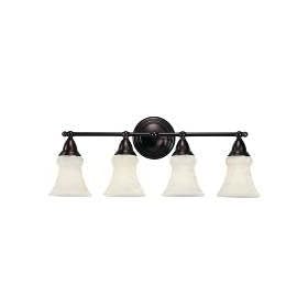 Sea Gull Lighting 40026-777 Sagemore Four-Light Vanity, Copper Revival Finish with Satin Etched Glass