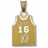 Pau Gasol Los Angeles Lakers Gasol 16 5/8 Enamel Jersey Pendant - 10KT Gold Jewelry