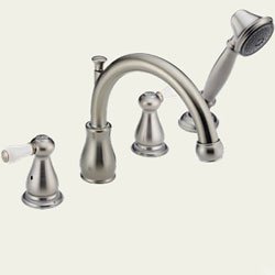 Delta Faucet T4769-SSLHP/H677-SS/DR4707 Orleans Deck Mount With Handshower Whirlpool Faucet - Stainl