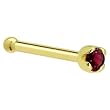 Solid 18KT Yellow Gold 1.5mm Genuine Red Diamond Nose Bone - 20 Gauge