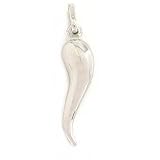 14K White Gold Italian Horn Charm Lucky Jewelry 20mm