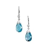 14K White Gold Swiss Blue Topaz Briolette Earrings