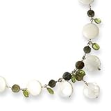 Sterling Silver Labradorite/Peridot/Mother of Pearl Necklace - 16 Inch