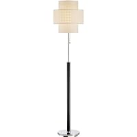 Lite Source LS-80290 Olina Floor Lamp, Leather Pole with White Grid Pattern Shade