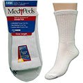 Medipeds Diabetic Crew Sock, White - Large (3 PACK) 6 Pairs Total