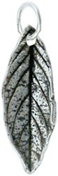 Detailed Cupped Mint Leaf Pendant in Sterling Silver, #7597