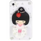【iPhoneデコケース】iPhone4/iPhone 4s デコケース 和服の女の子 ホワイト/ホワイト 和服