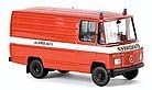 HO Scale Emergency Mercedes-Benz L 408 Cargo Van - Assembled -- Fire Department (red, white, Dutch Lettering)