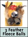 Jolly Moggy Cat Toy 3 Feather Fleece Balls