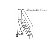 12 Step Roll And Fold Steel Rolling Ladder - Perforated Tread