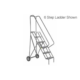 12 Step Roll And Fold Steel Rolling Ladder - Perforated Tread