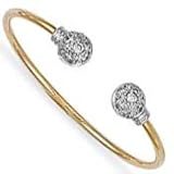 Jewelco London 9ct Solid gold hand finished 2mm children's heavy weight cubic zirconia set Torque Bangle ( 7.5g )