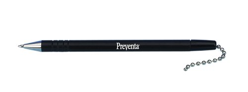 PM Company Preventa Snap-On Refill Pen with Agion Technology for 05059 and 05062, Medium Point, 2 Inches Chain, Black Ink, Black Barrel, 12 per Carton (05064)