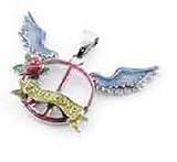 True Love Peace Sign with Rose and Wings Pendant