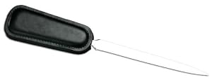 Black Leather Letter Opener, Silver