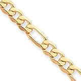 14k 8.75mm Flat Figaro Chain Anklet - 9 Inch