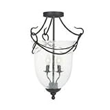 Calais - 2 Light Small Flush Mount Ceiling Lighting Fixture - Black Finish - Clear Seeded Glass - B6465