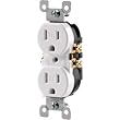 Leviton T5320-W 15 Amp, 125 Volt, Tamper Resistant, Duplex Receptacle, Residential Grade, Grounding, White