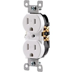 Leviton T5320-W 15 Amp, 125 Volt, Tamper Resistant, Duplex Receptacle, Residential Grade, Grounding, White