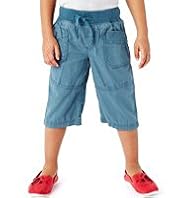 Linen Blend Ribbed Waistband Shorts