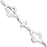 Sterling Silver Outlined & Solid Cross Bracelet - 7.25 inch