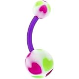 Bioplast Purple Green Hearts Belly Ring