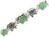 Sterling Silver Marcasite Genuine Green Jade Elephant Bracelet