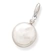 14k White Gold Diamond/Coin Pearl Pendant