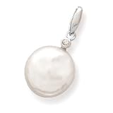 14k White Gold Diamond/Coin Pearl Pendant