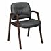 800 Series Guest Chair with Wood Arms-Black Leather/ Bourbon Cherry Finish