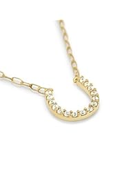 Small Gold Plated Cz Horseshoe Necklace 16" + 2"