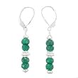 Faceted Emerald Gemstone and Sterling Silver Bead Dangle Earrings with Lever Backs, #7948