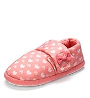 Heart Print Bow Slippers