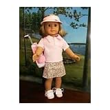 GOLF SKIRT SHIRT HAT CLUBS BAG SET FITS ALL AMERICAN GIRL DOLLS 10 PCS KIT 18"